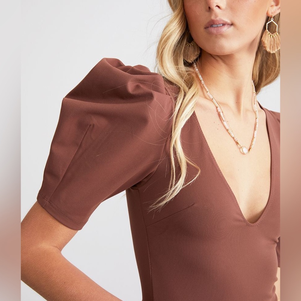Free People Va Va Voop Bodysuit Java nwt - Picture 4 of 6